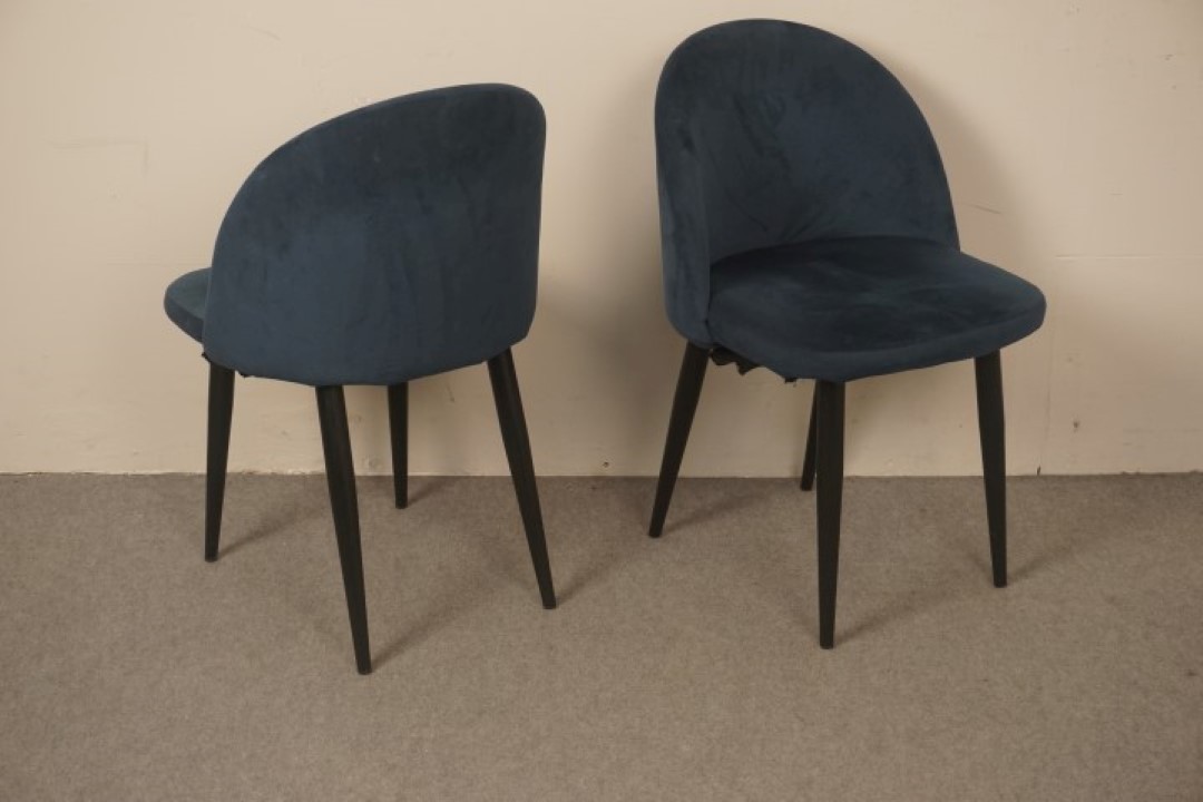 Mødestol m. Mørkeblå polster sorte ben