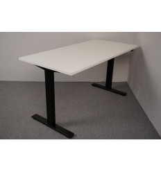 Hæve - sænkebord hvid sort stel 140x70
