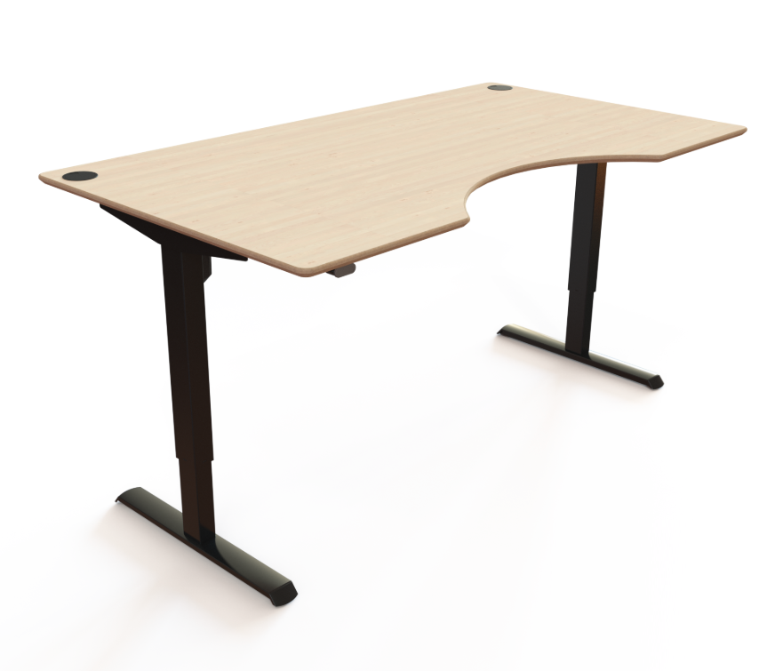 Conset El hæve-sænke skrivebord 160x100 cm med centerbue.