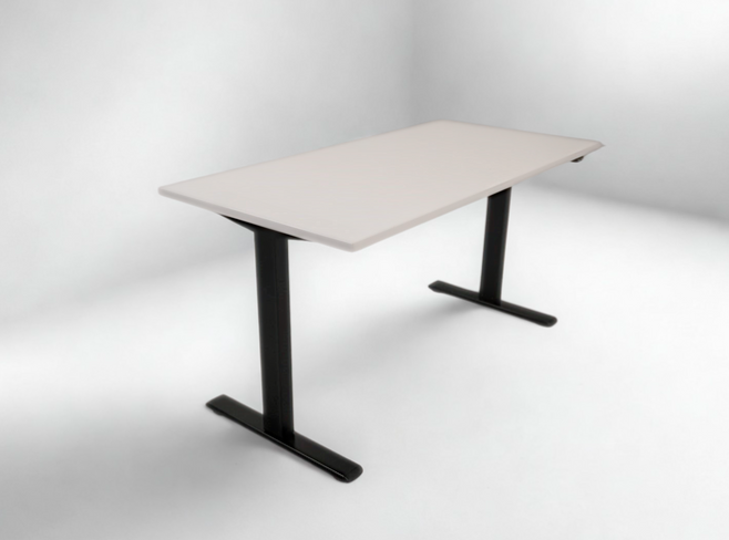 Hæve - sænkebord hvid sort stel 140x80