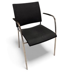 Konferencestol sort stof og krom stel