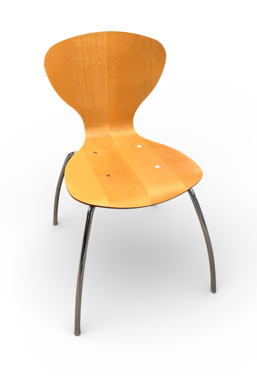 Kantinestol bøg med krom ben